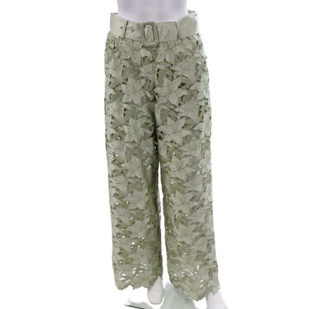 Rich Radi Q's Women Paperbag Floral Pants Green Buckle Size S